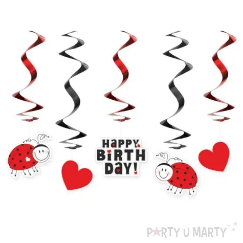 dekoracja wiszaca swiderki biedronka czerwona partydeco 60 cm