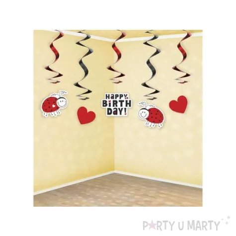 dekoracja wiszaca swiderki biedronka czerwona partydeco 60 cm