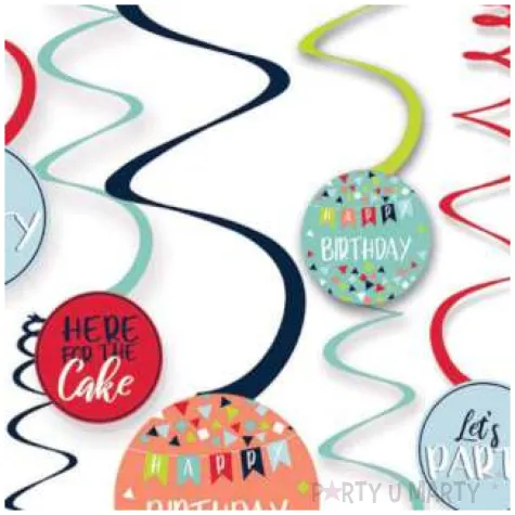 dekoracja wiszaca swiderki happy birthday amscan 12 szt