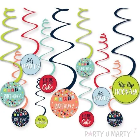 dekoracja wiszaca swiderki happy birthday amscan 12 szt