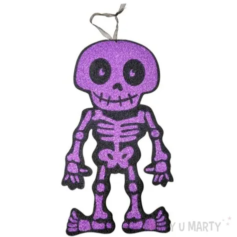 dekoracja wiszaca szkielet blyskotrupek brokatowy fioletowy arpex 30 cm