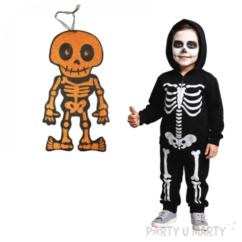 dekoracja wiszaca szkielet blyskotrupek brokatowy pomaranczowy arpex 30 cm