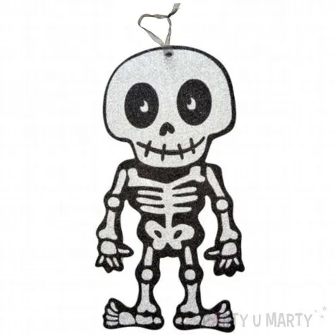 dekoracja wiszaca szkielet blyskotrupek brokatowy srebrny arpex 30 cm