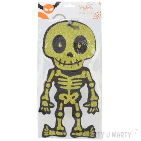 dekoracja wiszaca szkielet blyskotrupek brokatowy zloty arpex 30 cm