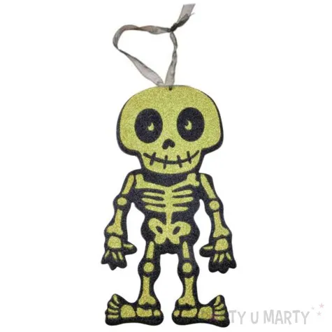 dekoracja wiszaca szkielet blyskotrupek brokatowy zloty arpex 30 cm