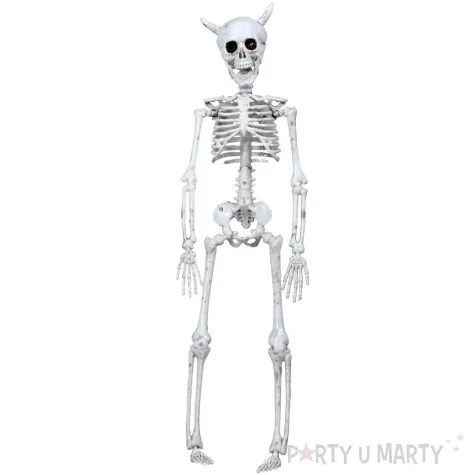 dekoracja wiszaca szkielet diabla bialy guirca 40 cm