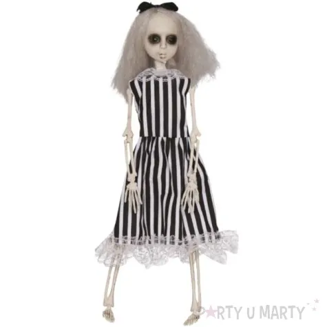 dekoracja wiszaca szkielet dziewczyny sok z zuka bialo czarna guirca 40 cm