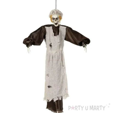 dekoracja wiszaca szkielet pokojowki czarno szara guirca 90 cm