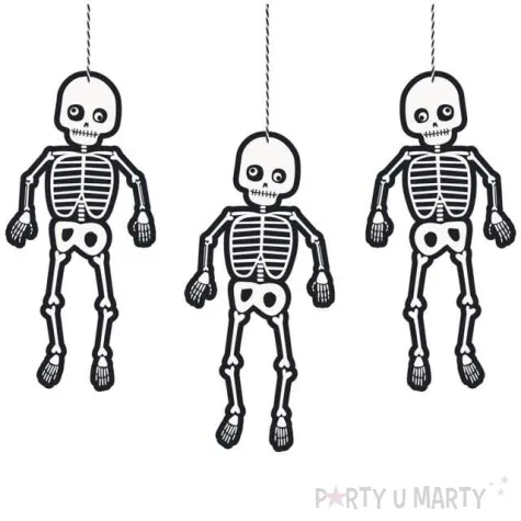 dekoracja wiszaca szkielety unique 20 cm 3 szt