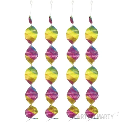 dekoracja wiszaca teczowe spirale folat 100 cm 4 szt