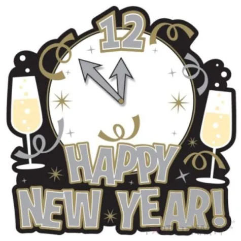 dekoracja wycinana zegar nowy rok 40 6cm 1szt