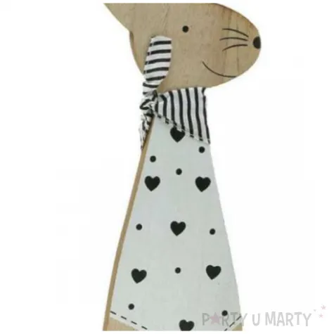 dekoracja zajac z apaszka czarne serca arpex 33 cm