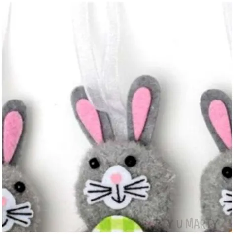 dekoracja zawieszki kroliczki szare 7 cm aliga 3 szt