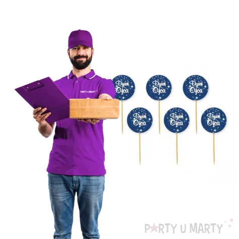 dekoracje babeczek na dzien ojca pikery na muffinki 23 czerwca gwiazdki granatowe 6 szt