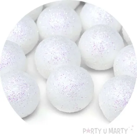 dekoracje brokatowe kula biale partydeco 25szt