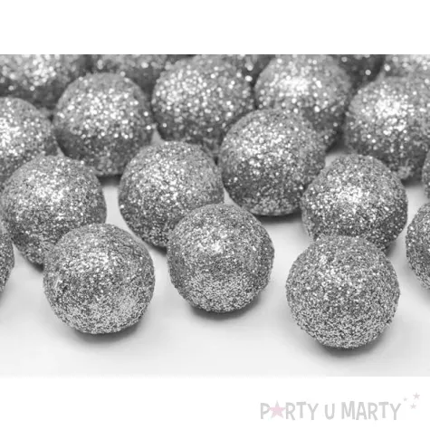 dekoracje brokatowe kula srebrny partydeco 25szt