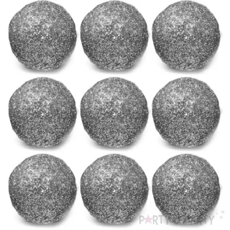 dekoracje brokatowe kula srebrny partydeco 25szt