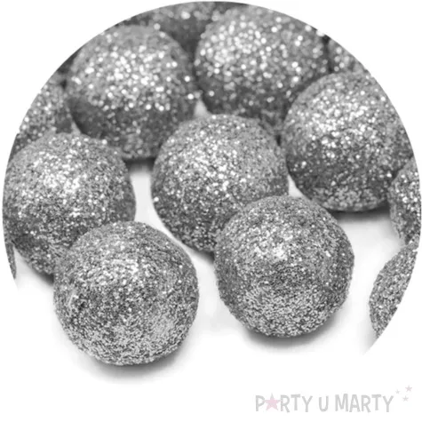dekoracje brokatowe kula srebrny partydeco 25szt
