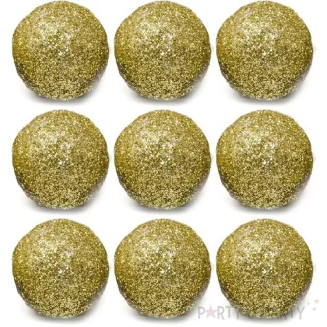 dekoracje brokatowe kula zloty partydeco 3cm 9szt