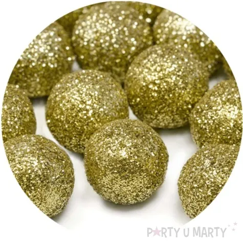 dekoracje brokatowe kula zloty partydeco 3cm 9szt