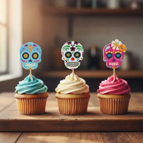 dekoracje do muffinek przekasek na dia de los muertos halloween pikery szpilki czaszki x6