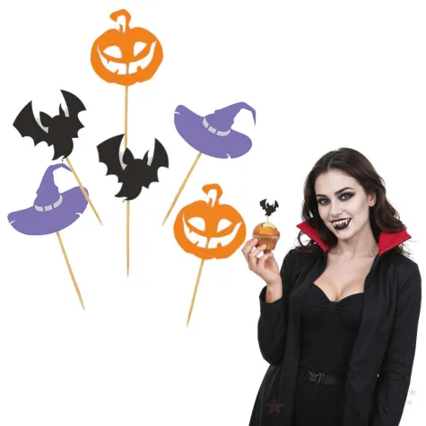 dekoracje do muffinek przekasek na halloween pikery szpilki mix ozdoby 6 szt