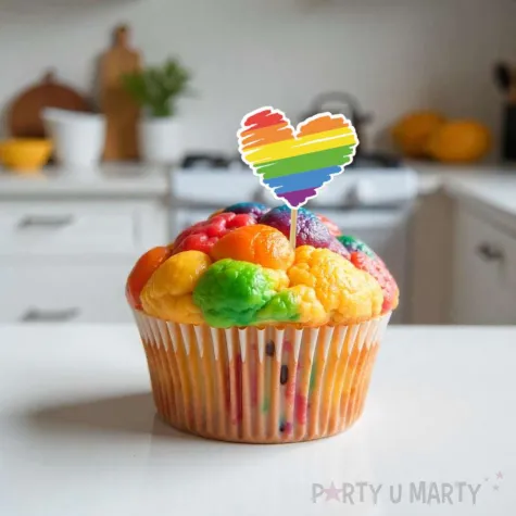 dekoracje do mufinek na pride month parade rownosci pikery teczowe serca lgbt 6 szt