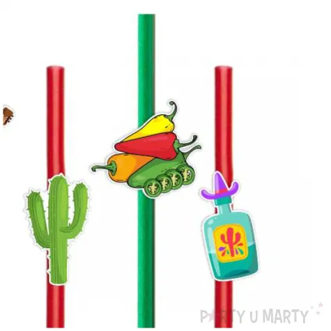 dekoracje do napojow na meksykanskie party slomki papierowe lato w meksyku pikantne x6