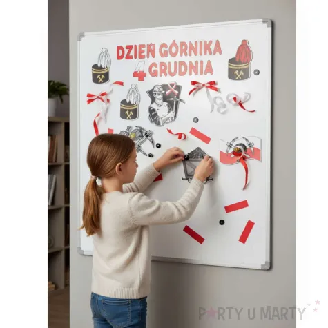 dekoracje do szkoly na gazetke tablice okno barborka dzien gornika ozdoby do powieszenia