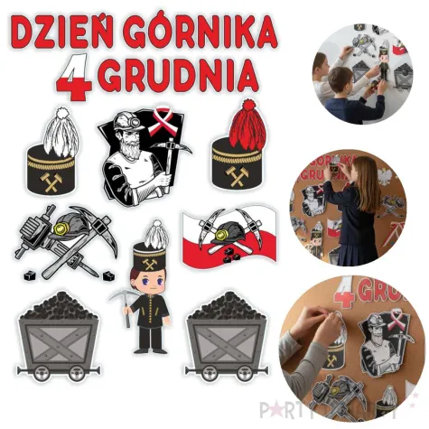 dekoracje do szkoly na gazetke tablice okno barborka dzien gornika ozdoby do powieszenia