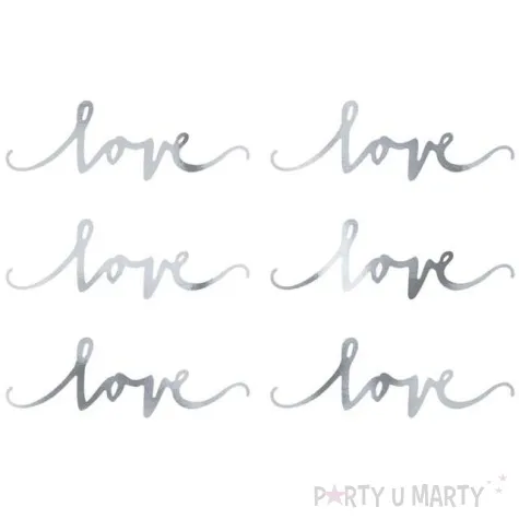 dekoracje love srebrny partydeco 6szt