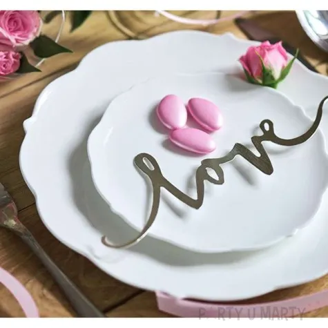 dekoracje love srebrny partydeco 6szt