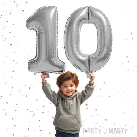 dekoracje na 10 urodziny rocznice zestaw balonow liczba 10 srebrny 39 dgt 2 elementy