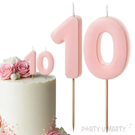 dekoracje na 10 urodziny swieczki na tort liczba 10 rozowy 4 5 cm 2 szt