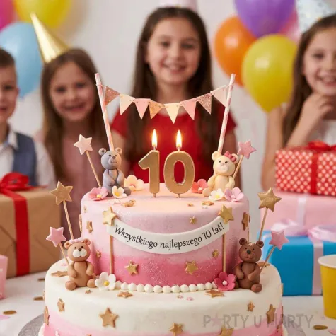 dekoracje na 10 urodziny swieczki na tort liczba 10 zloty 4 5 cm 2 szt