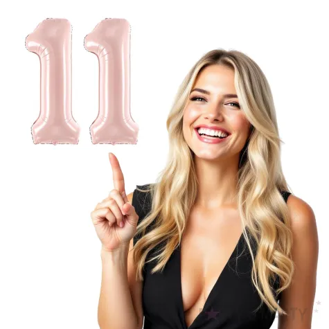 dekoracje na 11 urodziny rocznice zestaw balonow liczba 11 rozowy jasny 34 dgt 2 elementy