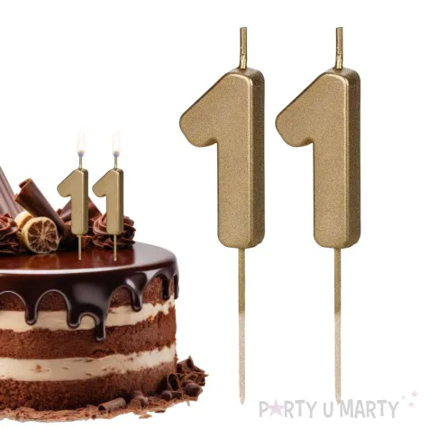 dekoracje na 11 urodziny swieczki na tort liczba 11 zloty 4 5 cm 2 szt