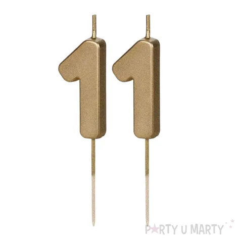 dekoracje na 11 urodziny swieczki na tort liczba 11 zloty 4 5 cm 2 szt