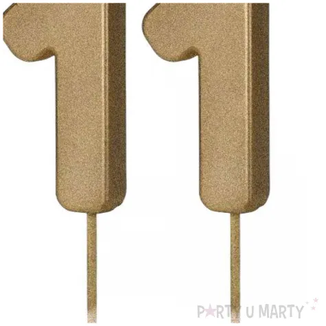 dekoracje na 11 urodziny swieczki na tort liczba 11 zloty 4 5 cm 2 szt