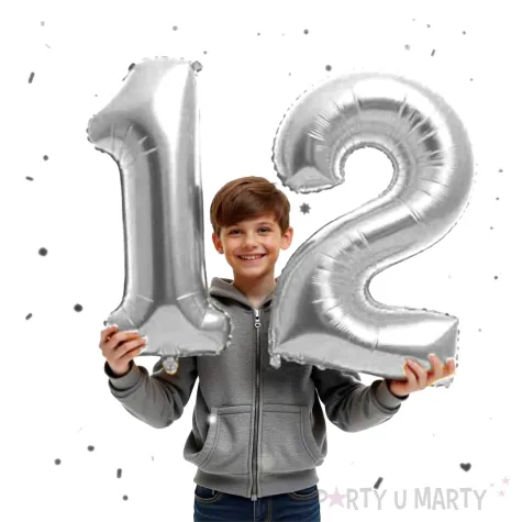 dekoracje na 12 urodziny rocznice zestaw balonow liczba 12 srebrny 39 dgt 2 elementy