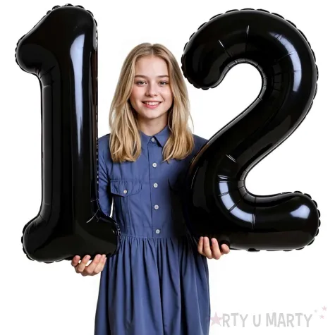 dekoracje na 12 urodziny rocznice zestaw balonow xl liczba 12 czarny 39 dgt 2 szt