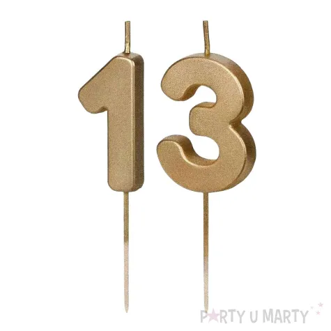 dekoracje na 13 urodziny swieczki na tort liczba 13 zloty 4 5 cm 2 szt