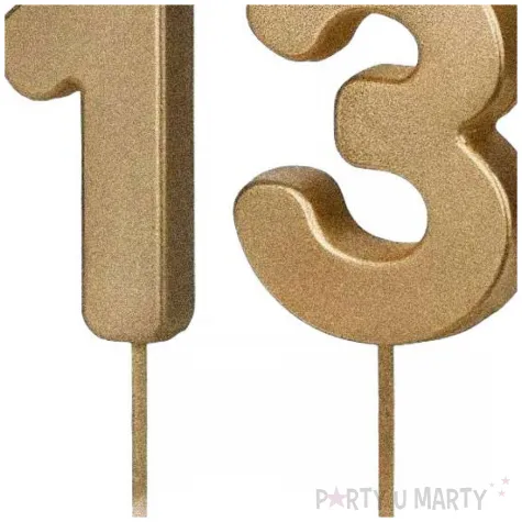 dekoracje na 13 urodziny swieczki na tort liczba 13 zloty 4 5 cm 2 szt