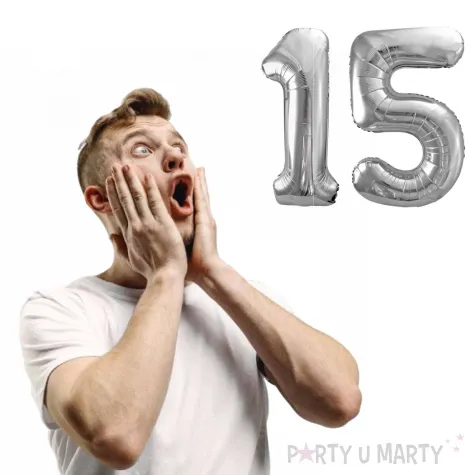 dekoracje na 15 urodziny rocznice zestaw balonow liczba 15 srebrny 39 dgt 2 elementy