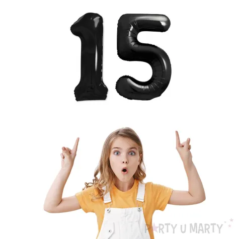 dekoracje na 15 urodziny rocznice zestaw balonow xl liczba 15 czarny 39 dgt 2 szt