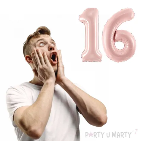 dekoracje na 16 urodziny rocznice zestaw balonow liczba 16 rozowy jasny 34 dgt 2 elementy