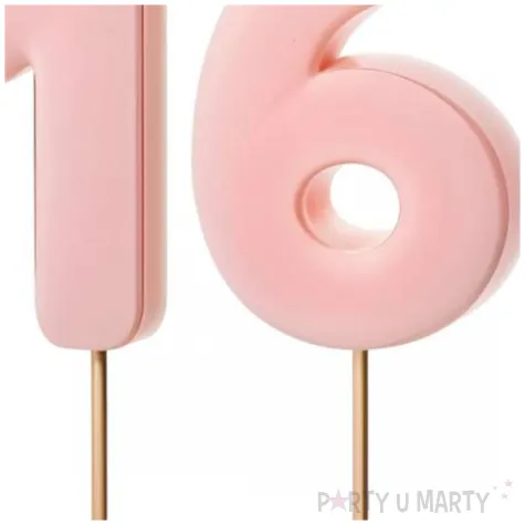 dekoracje na 16 urodziny swieczki na tort liczba 16 rozowy 4 5 cm 2 szt