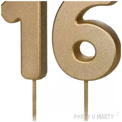 dekoracje na 16 urodziny swieczki na tort liczba 16 zloty 4 5 cm 2 szt