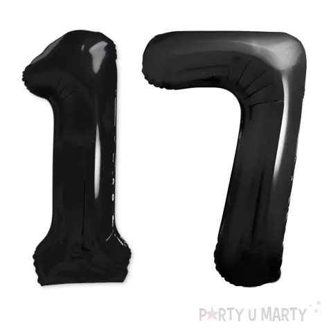 dekoracje na 17 urodziny rocznice zestaw balonow xl liczba 17 czarny 39 dgt 2 szt