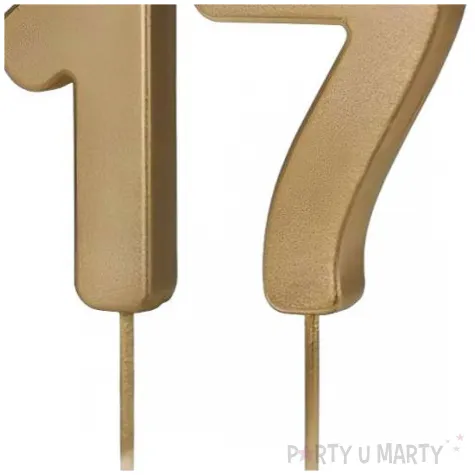 dekoracje na 17 urodziny swieczki na tort liczba 17 zloty 4 5 cm 2 szt